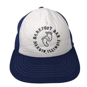 Barefoot Bar Hardin Illinois Snapback Trucker Cap Blue OS Adjustable Mesh Back